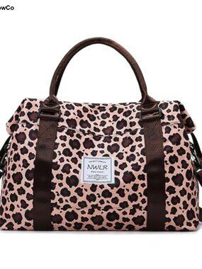 Waterproof Leopard Print Weekender Duffle Bag Dry Wet Pocket Gym Tote